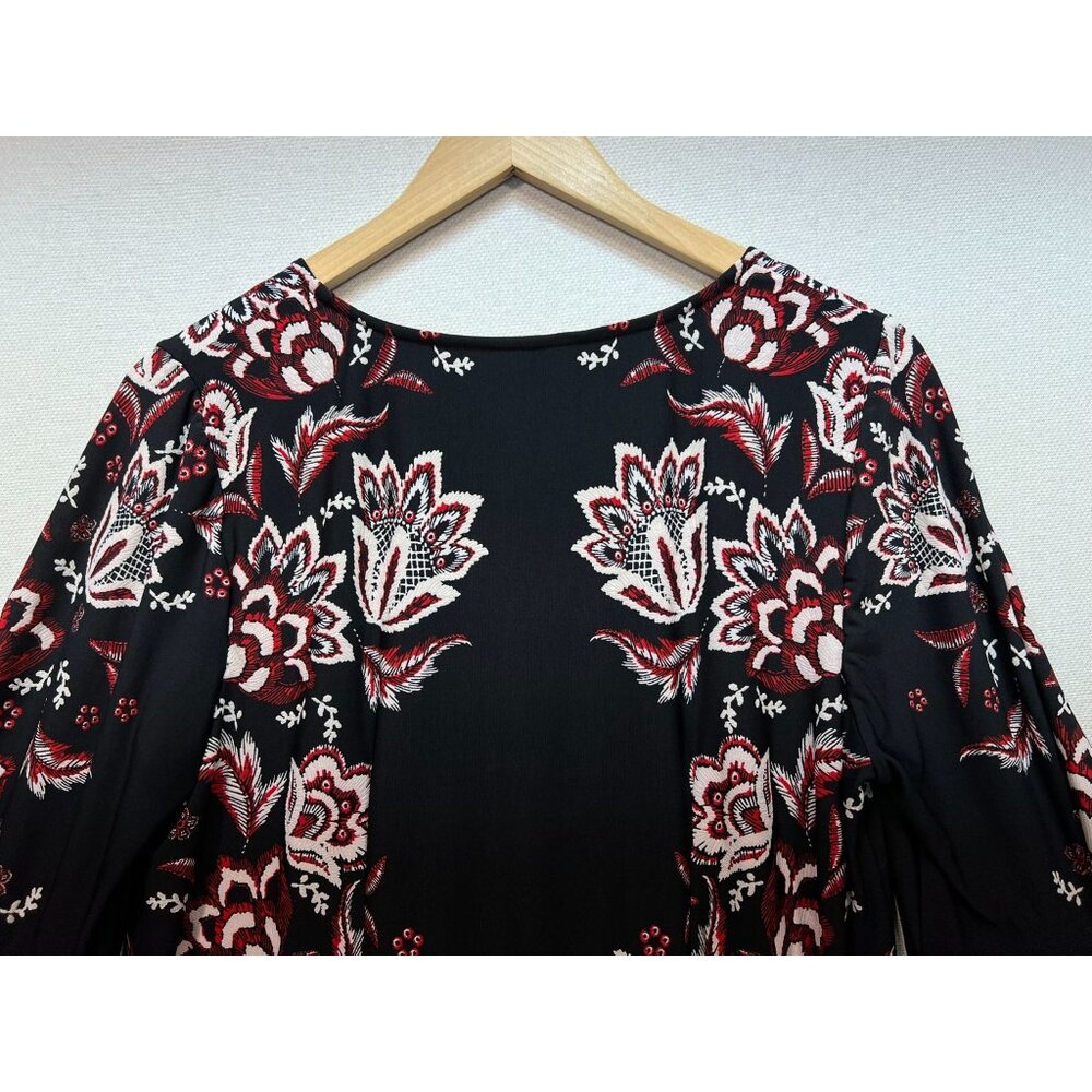 Roz & Ali Womens Floral Shift Dress Size 1X Black Bell Sleeve Dress Pullover Y2K - Picture 11 of 12